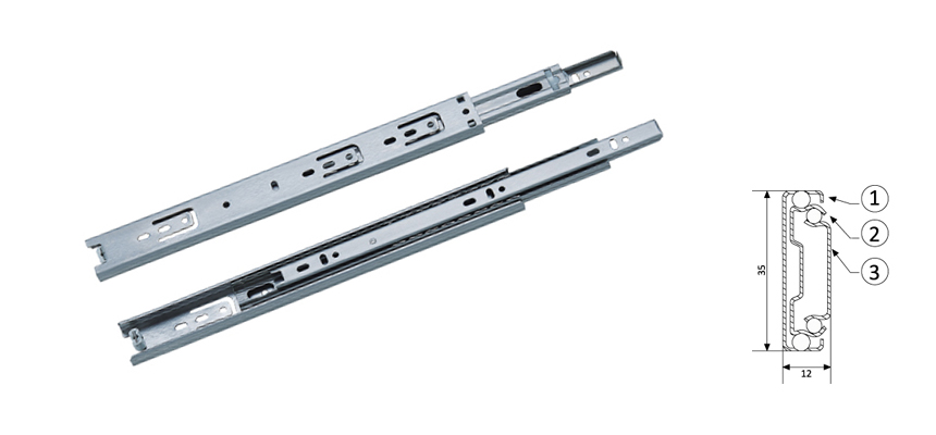 Full Extension Ball Bearing,Drawer Slider 35MM Width
